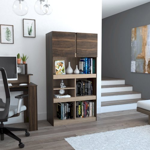 LIBRERO "OFFICE" 2 PUERTAS /8 COMPARTIMIENTOS CAFÉ OSCURO #BHM3301 #RTA