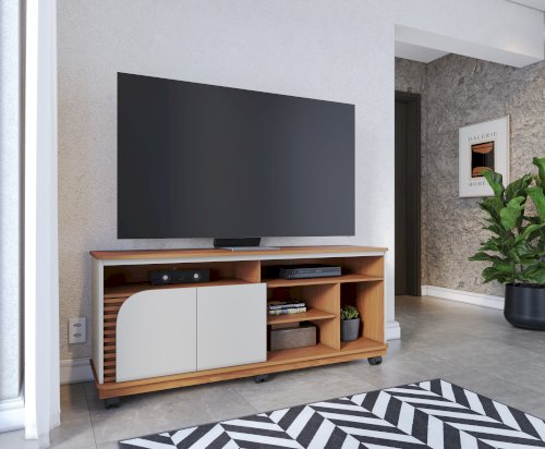CENTRO DE ENTRE.  "JURERE" P/TV 65" 2 PUERTAS + 7 ESTANTES  CAFÉ/BLANCO #1.887.A0.760A.1 #COLIBRI