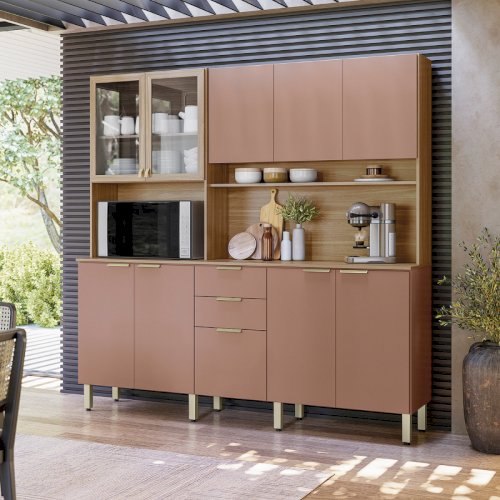 ALACENA  COMPACTA "AMORA" 10 PUERTAS 2 GAVETAS CAFÉ #98221/192 #DEMOBILE