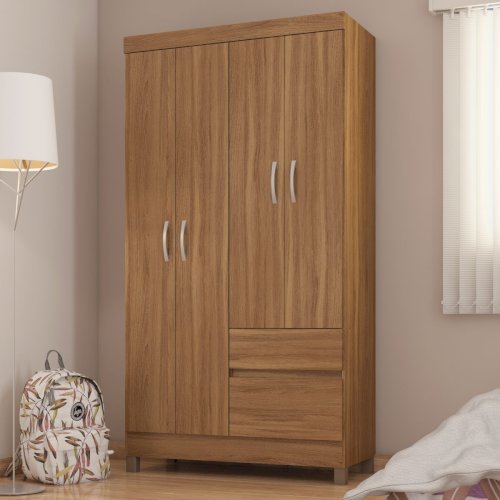 ROPERO "LOTUS" 4 PUERTAS + 2 ESTANTES CAFÉ CLARO  #42060/134 #DEMOBILE