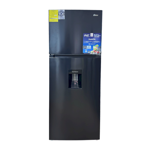 REFRI NO FROST C/DISPENSADOR 2 PUERTAS 12 PIES   (A+) "OSTER" "NEGRO" INOX #OS-NFME21200BD