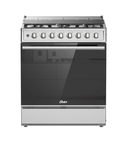 ESTUFA D/GAS 30" (A+) "OSTER" 6 QUEMADORES/TAPA VIDRIO INOX  #OS-GSGMI30HS