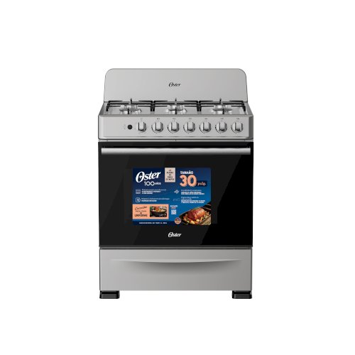 ESTUFA D/GAS 30" (A+) "OSTER" 6 QUEMADORES GRIS #OS-GSBM30061S