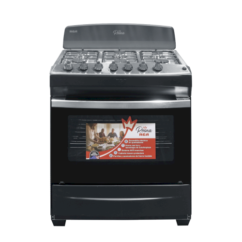 ESTUFA D/GAS 30" (A+) "RCA" 6 QUEMADORES /COPETE  NEGRA  #RCCR7608B