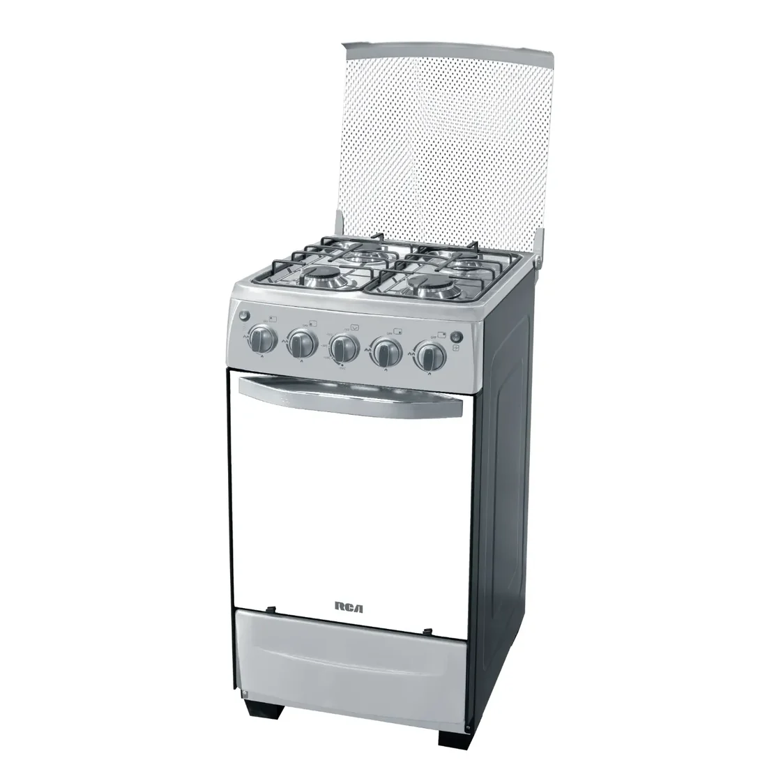 ESTUFA D/GAS 20" (A+) "RCA" REINA 4 QUEMADORES  NEGRA INOX #RCCR28