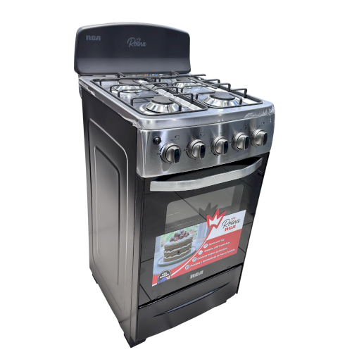 ESTUFA D/GAS 20" (A+) "RCA" 4 QUEMADORES NEGRA/INOX #RCCR26