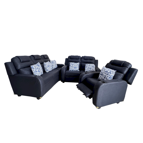 JGO DE SALA CASTA&Ntilde;O 3-2 + SILLON RECLINABLE TELA VOLTAFLEX  #ALTAMURA